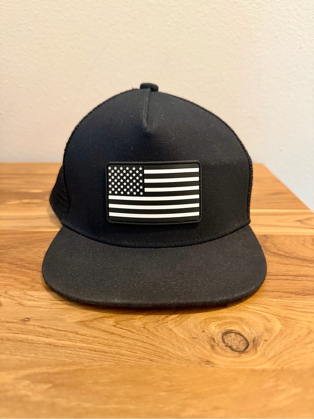 Knucklehead Toddler Black Trucker Hat American Flag
